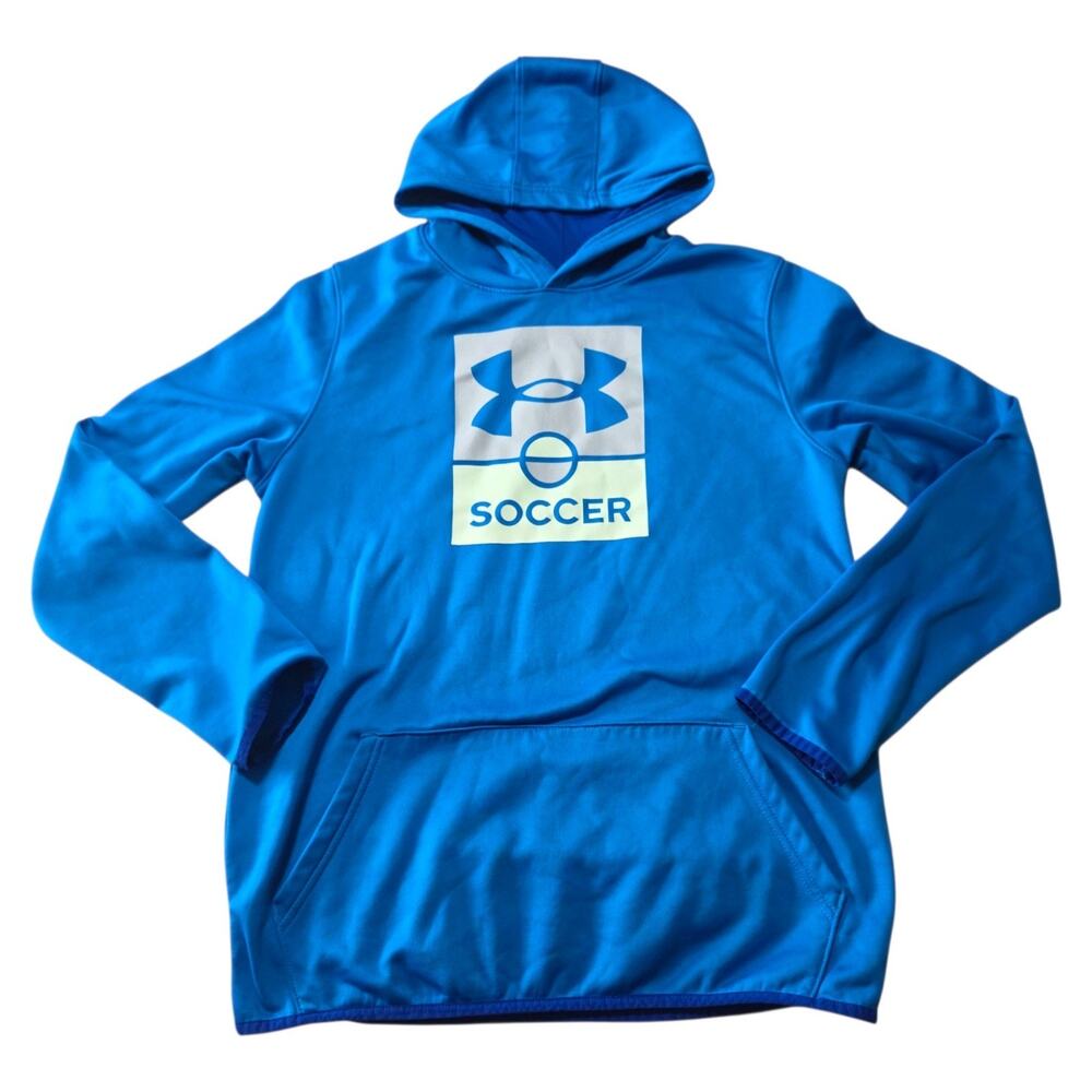 Under Armour Soccer Hoodie Youth XL Blue Loose Pullover Performance Athletic